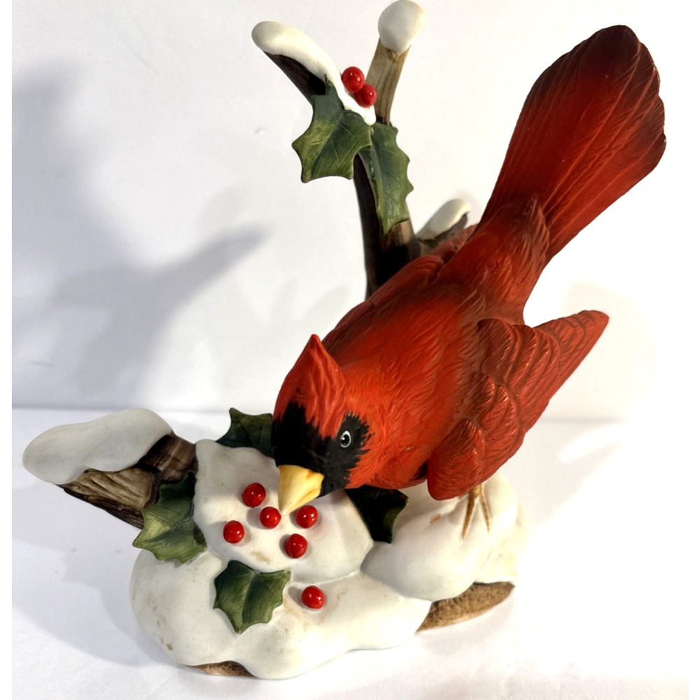 Vintage 1984 Andrea By Sadek Cardinal Holly Bisque Porcelain Figurine #7178